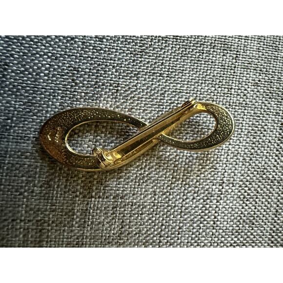 Vtg. Abstract Gold Tone Brooch Pin Modernist Infinity Career MCM Minimalist - Picture 2 of 5